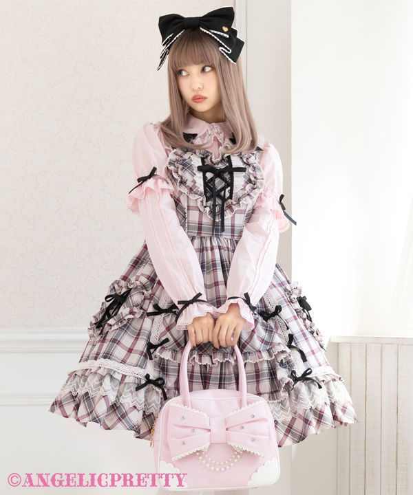 Angelic Pretty ハートチェックジャンパースカート レース フリルアンジェリックプリティ