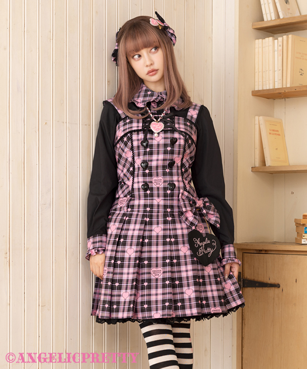 Sprinkle Heart Tartan ワンピース リボンクリップセット