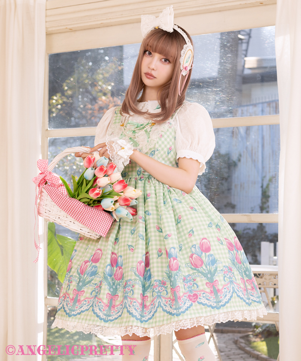 Angelic Pretty お花のジャンパースカート - ひざ丈ワンピース