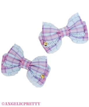 Sprinkle Heart TartanリボンクリップSet(サックス)