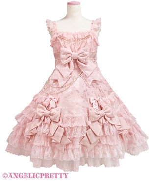 【予約商品】Princessリボンデコレーションジャンパースカート(ピンク)
