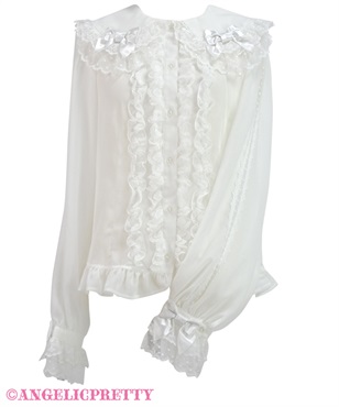 ドレッシーリボンレースブラウス(シロ)