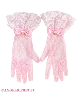 フリルレース手袋(ピンク)