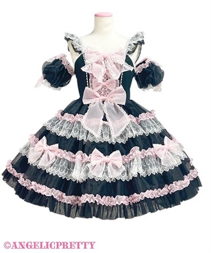 ふわふわRibbon Doll Dress(クロ×ピンク)