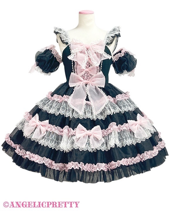 ふわふわRibbon Doll Dress(クロ×ピンク)