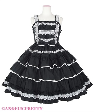 Prettyフリルジャンパースカート(クロ)