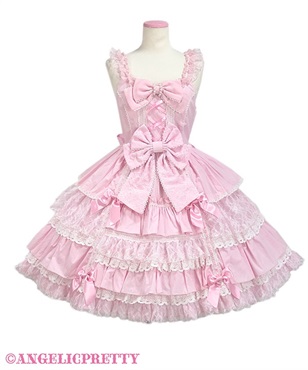 Romantic Ribbonジャンパースカート(ピンク)