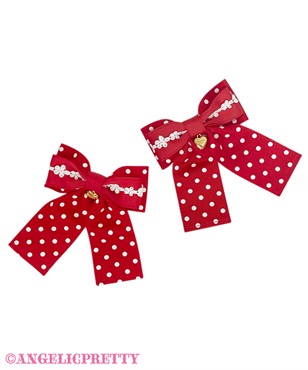 Sweet DotリボンクリップSet(アカ)