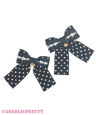 Sweet DotリボンクリップSet(クロ)
