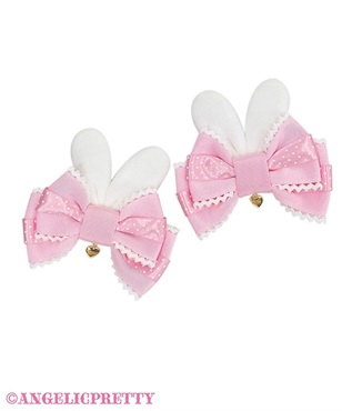 Cute BunnyリボンクリップSet(ピンク)