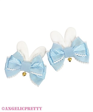 Cute BunnyリボンクリップSet(サックス)