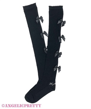 Sheer Petit Ribbonオーバーニー(クロ)