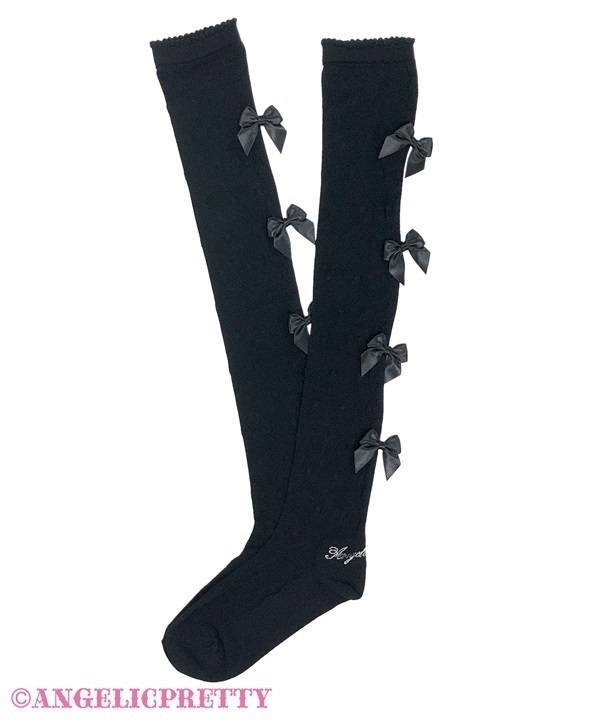 Sheer Petit Ribbonオーバーニー(クロ)