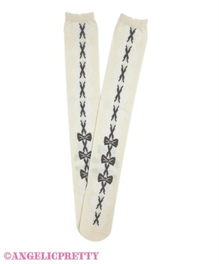 Trio Ribbonオーバーニー(アイボリー×ブラウン)