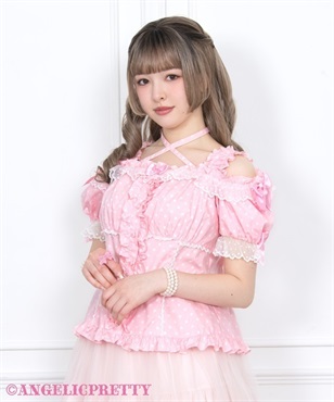 ドットおしゃまシャーリングブラウス