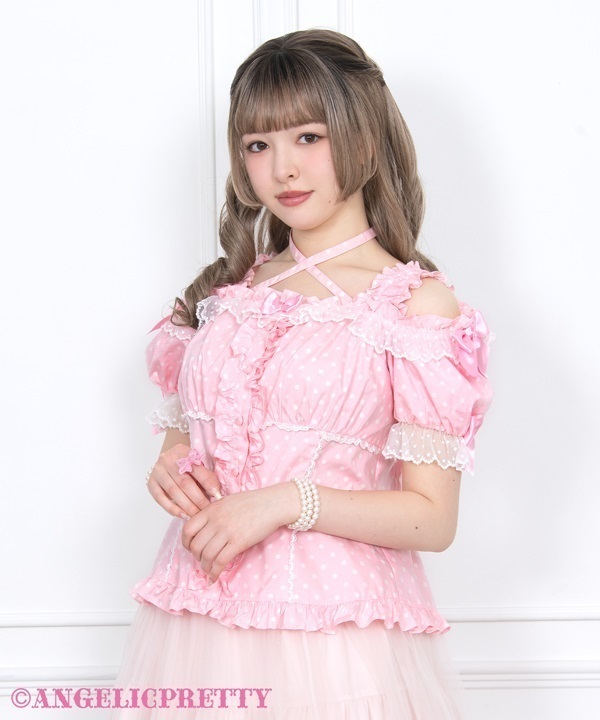 ドットおしゃまシャーリングブラウス