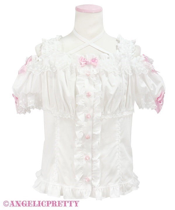 おしゃまシャーリングブラウス(シロ×ピンク)