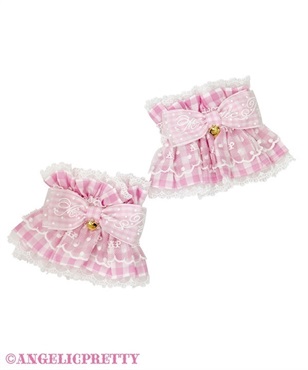 ギンガムチェックロゴリボンお袖とめ(ピンク)