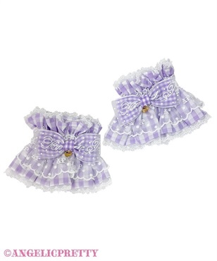 ギンガムチェックロゴリボンお袖とめ(ラベンダー)