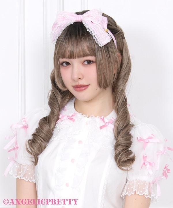 ギンガムチェックロゴリボンカチューシャ