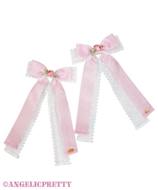 Cream RoseリボンクリップSet(ピンク)
