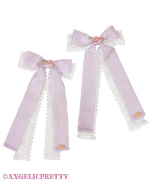 Cream RoseリボンクリップSet(ラベンダー)