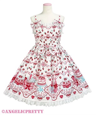 Strawberry Cake Partyシャーリングジャンパースカート(シロ)