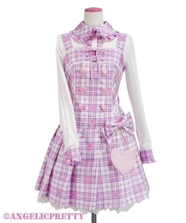 Angelic Pretty Sprinkle Heart Tartan シロ-