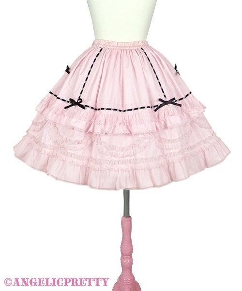 Angelic pretty Heart胸あて付スカート クロxピンクエプロンみたいな形で