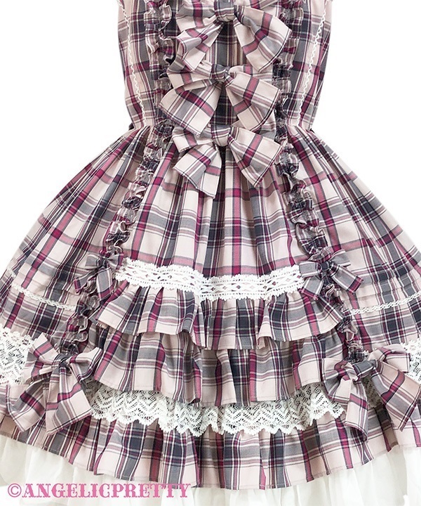 angelic pretty メルヘンタータンリボンスカート　黒×ピンク Twinkle School Tartan JSK by Angelic Pretty